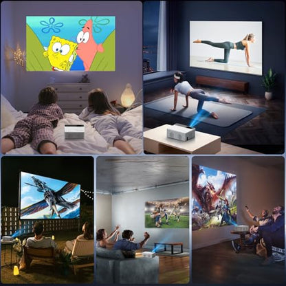 TMY Native 1080P Smart projector with WiFi and Bluetooth, Compatible with Netflix/Prime Video/YouTube, for Smartphone/TV Stick/HDMI/USB, indoor & outdoor use, Camping, Gaming