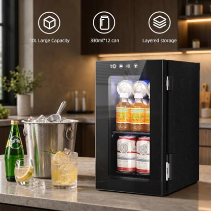 Antarctic Star 10L Mini Fridge, Beverage Refrigerator Small Drink Fridge for Bedroom, beverage cooler with Digital Temp Adjustment 40-61°F, Ideal for Bedroom, Dormitory, Office, Bar and Kitchen