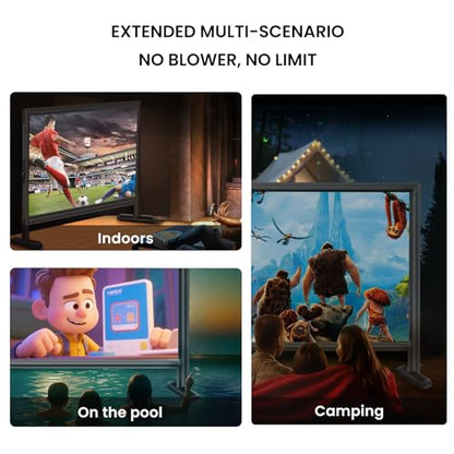 Silent Inflatable Projector Screen I Air-Tight No-Blower Design, Black Backing, 150 inch (Equivalent to 18ft) for Indoor & Outdoor Use Backyard, Pool, Camping, Office, Church by Silvermagic
