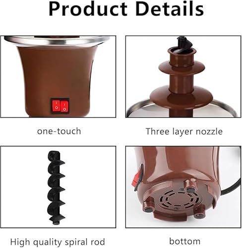 3 Tier Chocolate Fountain Fondue Party Fountain with 10oz Capacity Stainless Steel Mini Chocolate Melter for Cheese, Queso, Candy, Dip Strawberries, Wedges, Vegetables, And More for Parties Wedding