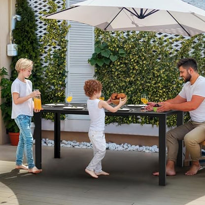 PIZZELLO 5-Piece Outdoor Patio Dining Set, 4Pcs Stackable Patio Chairs and Rectangular Dining Table, All Weather Outdoor Table and Chairs Set for Backyard, Garden, Deck and Poolside