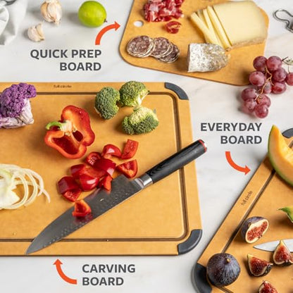 Full Circle Better-Than-Wood Quick Prep Cutting Board – Small Size 8"x10" – Dishwasher Safe, Reversible & Lightweight, Ultradurable Wood Composite Construction