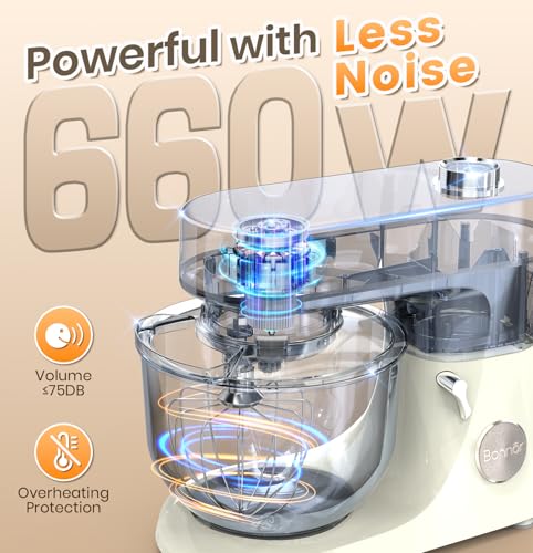 Bonnor Stand Mixer 6QT Kitchen Mixer with LED Smart Touchscreen, 11-Speed Tilt-Head Mixer with Timer, 4 Preset Menus, Stainless Steel Bowl, Dough Hook, Whisk, Beater (Green, 6Qt)