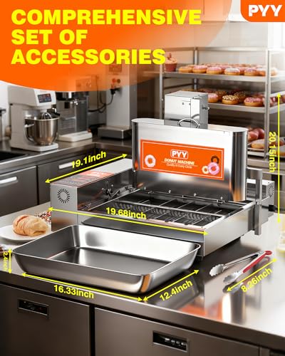 PYY Commercial Automatic Donut Maker Machine, 1800W 6 Rows, 2600 PCS/Hr