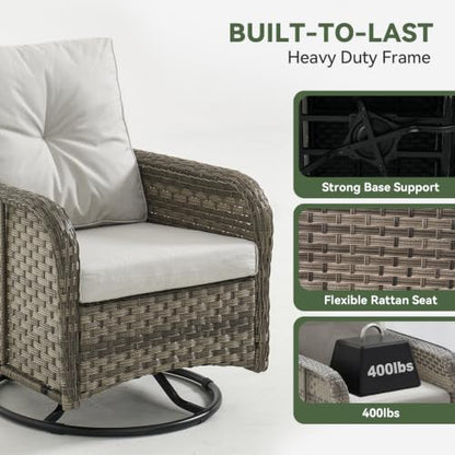 Aoxun 7-Piece Wicker Rattan Patio Furniture Set with 44" Fire Pit Table