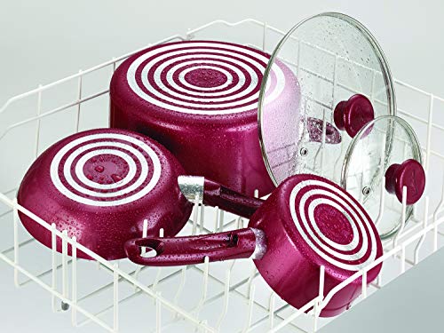 T-fal B039SE64 B039SE Excite ProGlide Nonstick Thermo-Spot Heat Indicator Dishwasher Oven Safe Cookware Set, 14-Piece, Red, 2.3 Rio