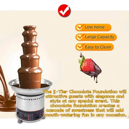 TIANGUOHE 5 Tier Chocolate Fondue Fountain Machine, 110V Electric Commercial Chocolate Fountain Machine for Parties Weddings and Parties, 8.8 Lbs of Chocolate