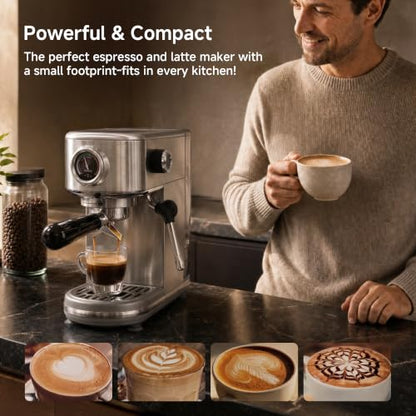 HIBREW H10B Programmable Espresso Machine with LED Display & Pressure Gauge
