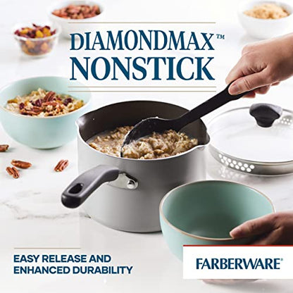 Farberware Cookstart DiamondMax Nonstick Straining Saucepan, Dishwasher Safe, 3 Quart, Silver