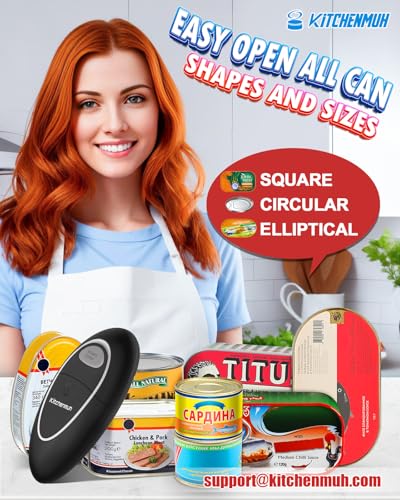 One Touch Electric Can Opener Fits All Can Sizes for Seniors with Arthritis, Battery Operated Can Opener with Smooth Edge, Food Safe Kitchen Gadgets Automatic Can Opener for Kitchen