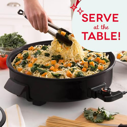 Dash Family Size Skillet - Electric Skillet for Multi-Purpose Cooking - Nonstick Cooking Surface - Tempered Glass Lid & Cool-Touch Handles - 6-Quart Capacity, Makes 24 Cups - 14", Black