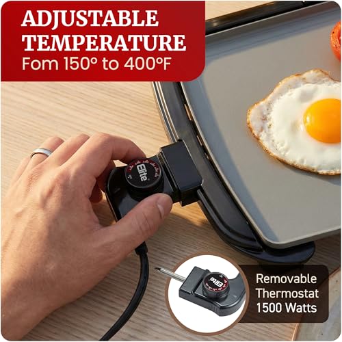 Elite Gourmet 10" x 20" Electric Griddle, PFAS-Free Ceralast™ Ceramic