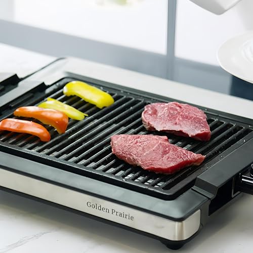 Indoor Grills Electric Smokeless, 1600W BBQ Grill with Water-Filled Drip Tray, 15-Inch Nonstick Grate for Steaks & Korean BBQ, Rapid Heating for Searing