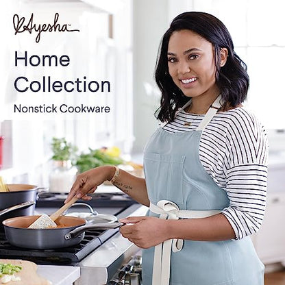 Ayesha Curry Kitchenware Ayesha Curry Home Collection Hard Anodized Nonstick Cookware Pots and Pans Set, 9 Piece, Charcoal Gray