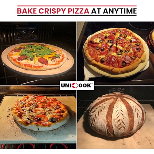 Unicook Round Pizza Stone 10.25 Inch, Small Bread Baking Stone for Oven Grill, Perfect Size for Baking Crisp Crust Personal Pizza, Bread, Cookies and More