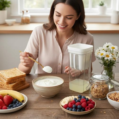 2.1QT Greek Yogurt Maker Strainer with Ultra Fine Mesh and Lid, Greek Yogurt Strainer for Homemade Thick Greek Yogurt, Cheese, Kefir, and Cold Brew Coffee