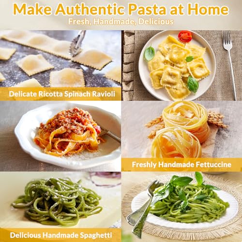 Pasta Maker - 7 Thickness Settings Pasta Roller & 2 Size Cutters