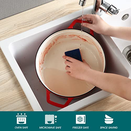 vancasso Enameled Cast Iron Dutch Oven, 7.5 QT Dutch Oven Pot with Lid, Round Enamel Dutch Oven for Bread Baking, Non Stick Enamel Coating, Pot's Body Cast Iron, Red