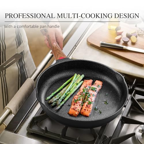 Vinchef 8" Non Stick Frying Pans, Skillet with Lid Used for All Stoves, Induction Non Toxic Cookware, Cooking Pans Nonstick Capable of Kitchen