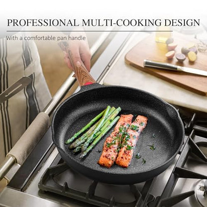 Vinchef 8" Non Stick Frying Pans, Skillet with Lid Used for All Stoves, Induction Non Toxic Cookware, Cooking Pans Nonstick Capable of Kitchen