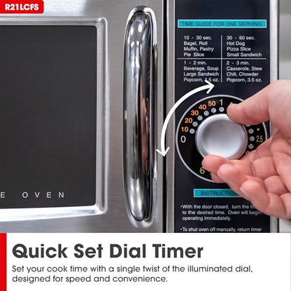 Sharp R-21LCFS Medium-Duty Commercial Microwave Oven with Dial Timer, Stainless Steel, 1000-Watts, 120-Volts