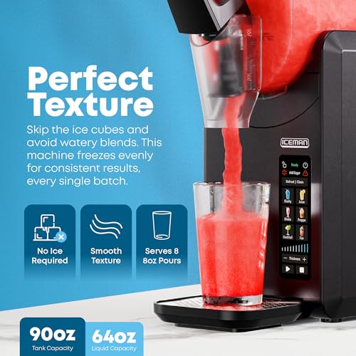 Iceman by Chefman Slush-Ease MAX 90oz Slushie Machine, 64oz Liquid Capacity Frozen Drink Maker & Slushy Machine with 5 Presets and LED Display, Perfect for Frozen Margaritas, Frappes, Smoothies