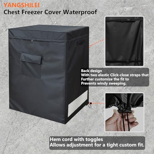 YANGSHILEI Chest Freezer Cover Deep Freezer Covers for Outside 7.0 Cubic Feet Freezer，Top with Zipper to Open Waterproof and UV protection Extend their Service Life (38"W×23"D×34"H)
