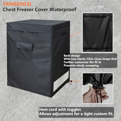 YANGSHILEI Chest Freezer Cover Deep Freezer Covers for Outside 7.0 Cubic Feet Freezer，Top with Zipper to Open Waterproof and UV protection Extend their Service Life (38"W×23"D×34"H)