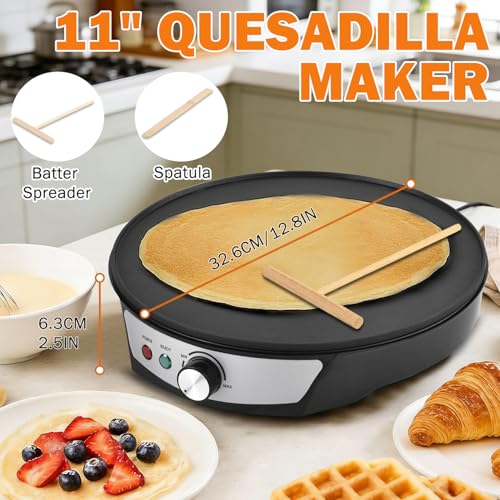 Vivicreate 12 Inch Electric Crepe Maker Nonstick Crepe Pan Griddle with Adjustable Temperature Control LED Indicator Lights Batter Spreader and Wooden Spatula for Pancakes Roti Tortillas Blintzes
