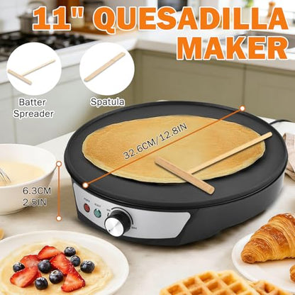 Vivicreate 12 Inch Electric Crepe Maker Nonstick Crepe Pan Griddle with Adjustable Temperature Control LED Indicator Lights Batter Spreader and Wooden Spatula for Pancakes Roti Tortillas Blintzes