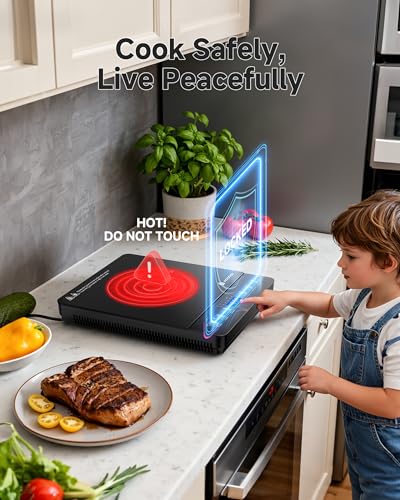 Portable Induction Cooktop 20 Temperature & Power Levels,1800W Single Burner Electric Cooktop with 6.8 inch Heating Coil,Low Noise Hot Plate with Timer