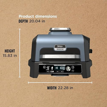 Ninja Woodfire Pro Connect XL Outdoor Grill & Smoker | Bluetooth, App Enabled | 7-in-1 Grill, BBQ Smoker, Outdoor Air Fryer | Woodfire Technology | Built-In Thermometer | Black & Gold | OG951BK1