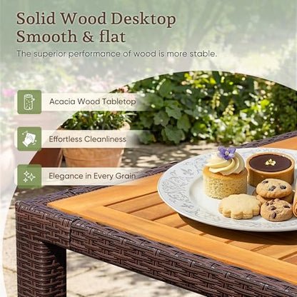 Greesum 9 Pieces Patio Dining Set Acacia Wood Dining Set for 8 (Brown)