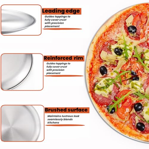 3Pack Stainless Steel Pizza Pan for Oven Personal Pizza Pans, 9 Inch, 10 Inch, 12 Inch Stainless Steel Pizza Pan Set, 3 Sizes Round Pizza Baking Pan for Pizza Cookies, Non-toxic and Durable,Oven Safe