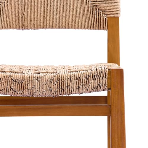 Christopher Knight Home 9 Piece Outdoor Dining Set Acacia Wood Expandable Table and 8 Light Brown Wicker Chairs Teak Finish Frame Patio Dining Furniture Set for Garden Backyard Porch Deck