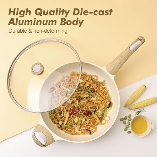 SENSARTE Ceramic Cookware Sets, Pots and Pans Set Non stick, 14 Piece Induction Cookware, Non toxic Healthy Non Stick Kitchen Cooking Set, with Frying Pans Set, PFAS PTFE PFOA PFOS Free
