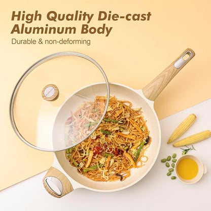 SENSARTE Ceramic Cookware Sets, Pots and Pans Set Non stick, 14 Piece Induction Cookware, Non toxic Healthy Non Stick Kitchen Cooking Set, with Frying Pans Set, PFAS PTFE PFOA PFOS Free