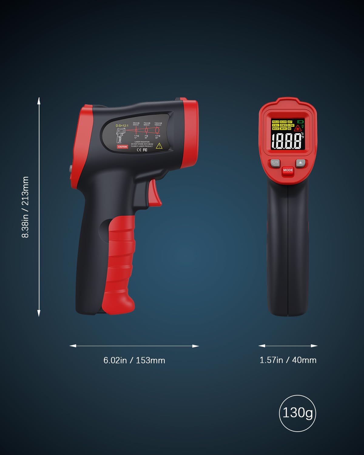 Wintact Infrared Temperature Thermometer Gun, Digital Non-Contact Laser Temp Gun Measuring Surface & Ambient Temperature for Kitchen Cooking Food Pizza Oven Grill Meat -58℉ to 1112℉