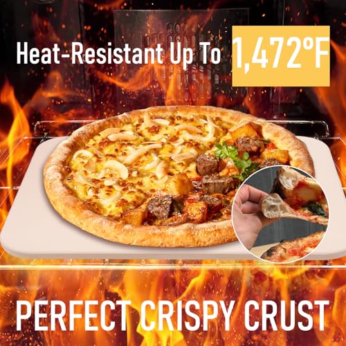 15x12" Pizza Stone For Oven & Grill - 12" Aluminum Pizza Peel - Pizza Cutter & Mini Pizza Spatula Set - Perfect For Baking Homemade Pizza, Bread & Pastry