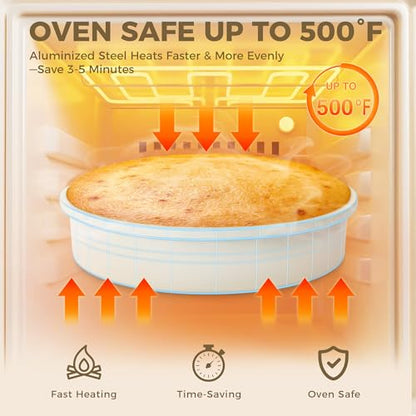 HONGBAKE Nonstick Ceramic 9 Inch Round Cake Pan Set of 2, Heavy-Duty Aluminized Steel round cake pans with Diamond Texture, Non-Toxic Cake Molds, Cake Pans Sets for Baking Cheesecake, Cream