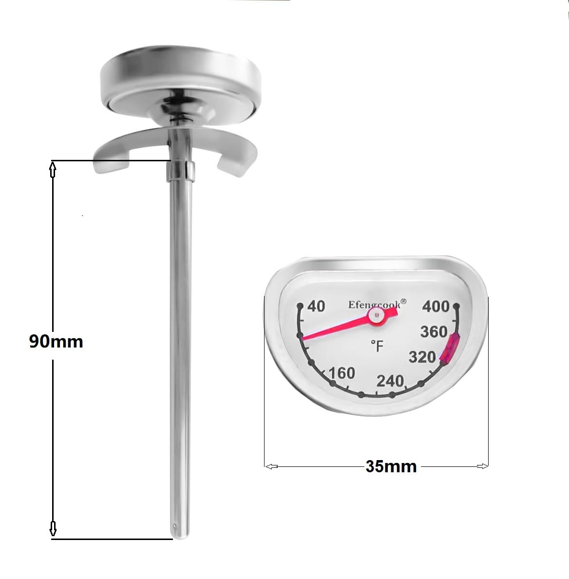 Deep Fry Oil Thermometer for Fryer Pot,Cooking Thermometer for Hot Oil Deep Fryer,Side of Frying Thermo Clip&3.5 inch Probe, Easy Clean up, Reading Fast,