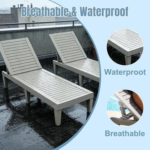 EFU Lounge Chair Outdoor,Set of 2 High-Impact PP Tanning Chairs