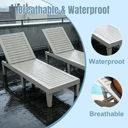 EFU Lounge Chair Outdoor,Set of 2 High-Impact PP Tanning Chairs