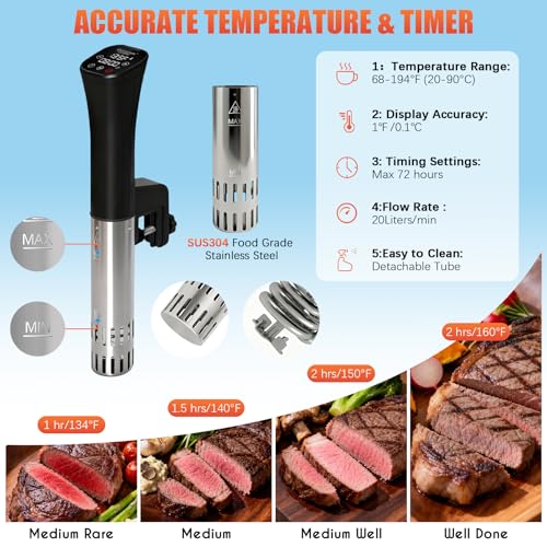 CATTLEMAN Sous Vide Cooker with Container & Lid 12QT, Wine Chiller, 1000W