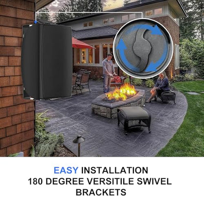 Herdio 4" Passive Outdoor Speakers Waterproof Wired, 200W Wall Mount Speakers with Superior Sound,Dual Swivel Brackets for Patio/Deck/Backyard (Pair, Black)