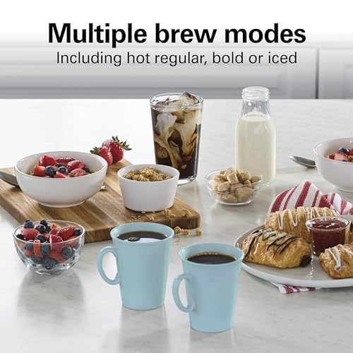Hamilton Beach 12 Cup Programmable Hot & Iced Coffee Maker, Glass Carafe, Auto-Pause and Pour, 4-Hour Auto Shutoff, Black with Chrome Accents (43690J)