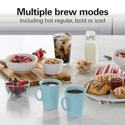 Hamilton Beach 12 Cup Programmable Hot & Iced Coffee Maker, Glass Carafe, Auto-Pause and Pour, 4-Hour Auto Shutoff, Black with Chrome Accents (43690J)