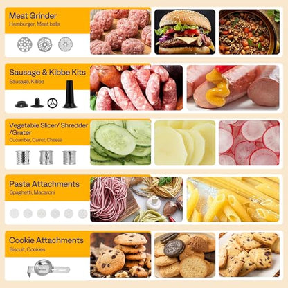VIVOHOME 9 in 1 Multifunctional Stand Mixer with Fermentation, 6 Speed 7.5 Quart Kitchen Electric Food Mixer with Timer, Meat Grinder, Juice Blender, Vegetable Slicer, Pasta and Cookie Maker, Black