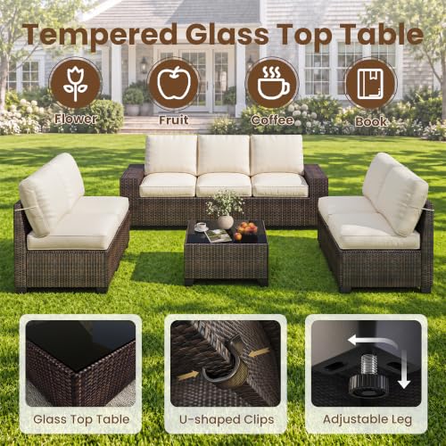8-Piece Patio Furniture Set, Modular PE Wicker Outdoor Sectional Sofa Couch