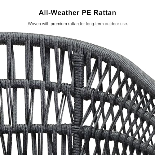 PURPLE LEAF Patio Table and Chairs Set 16 Pieces Woven Rattan Aluminum Grey